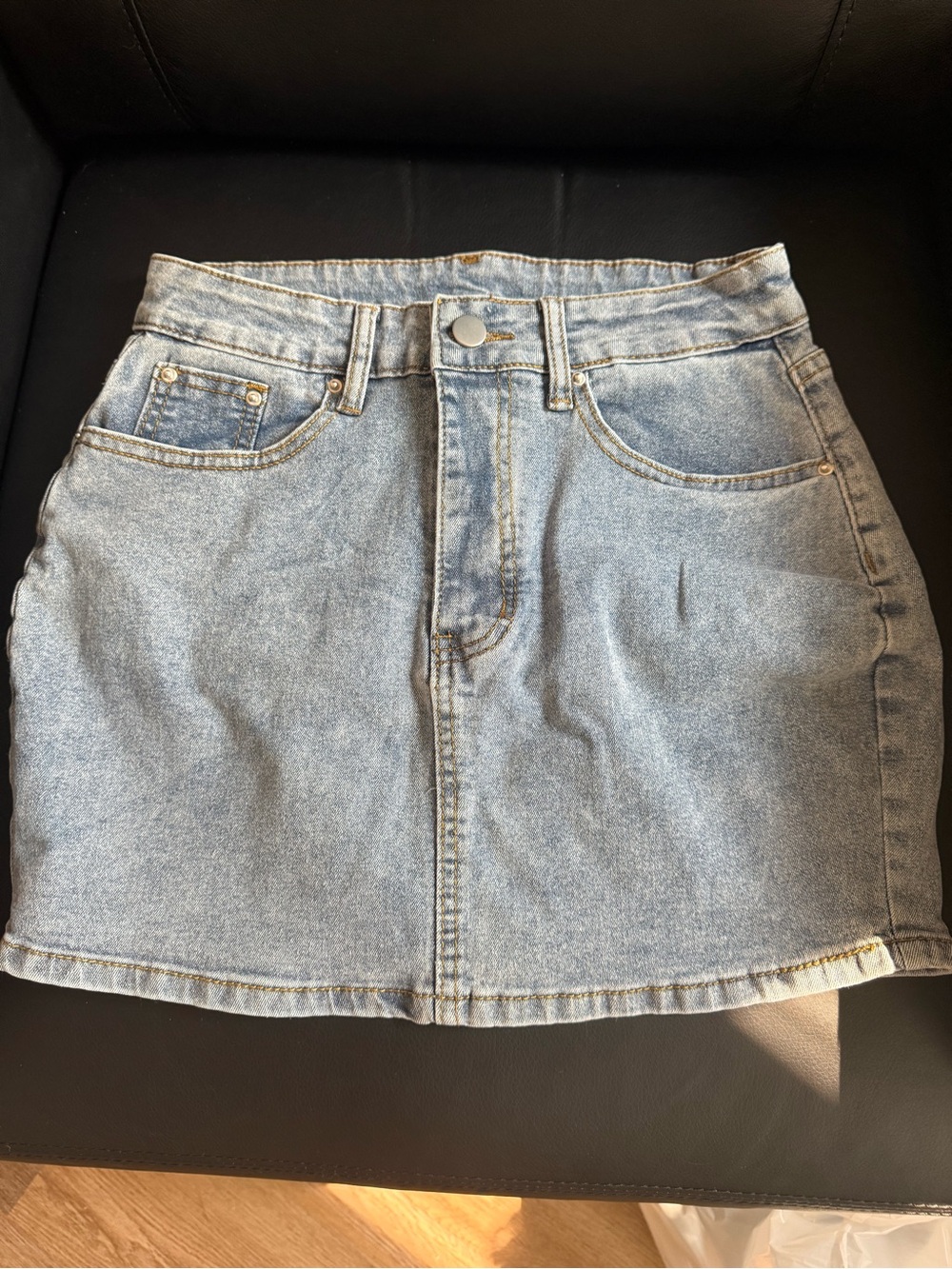 Girls' Light Blue Denim Mini Skirt - Classic A-Line